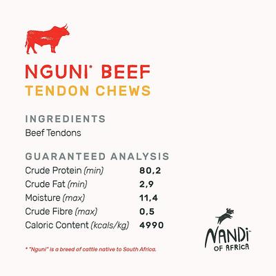 Nguni Beef Tendon Chews Dog Treats, 3.5-oz bag