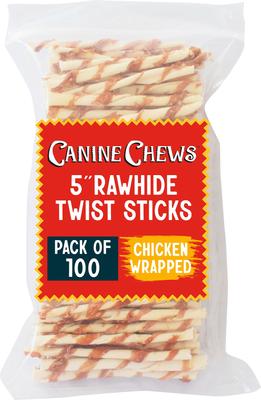 5-inch Rawhide Twist Chicken Flavor Dental Dog Chews, 45 count