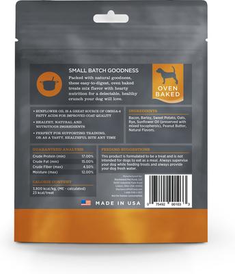 Golosinas horneadas con tocino y mantequilla de maní para perros, bolsa de 8 oz