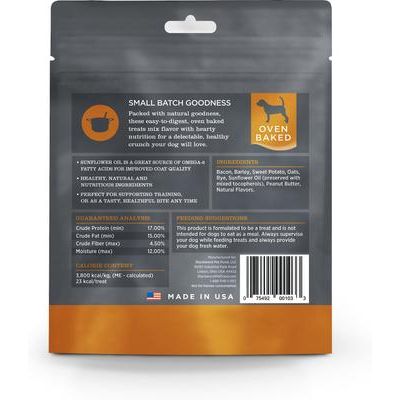Golosinas horneadas con tocino y mantequilla de maní para perros, bolsa de 8 oz