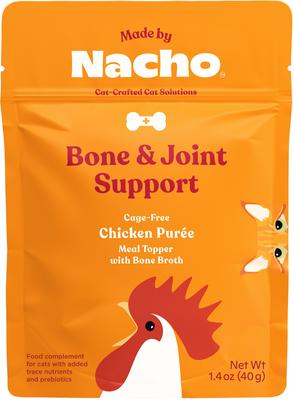 Made by Nacho Bone & Joint Support Cage-Free Chicken Puree with Bone Broth Wet Cat Food Topper, 1.4-oz pouch, case of 18