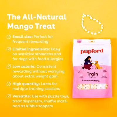 Golosinas liofilizadas naturales para perros Train Mango, bolsa de 2 oz