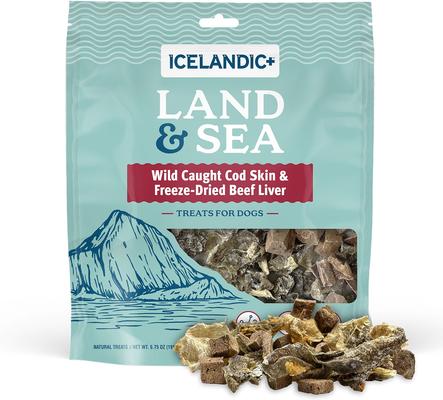Land & Sea Cod Skin & Beef Liver Freeze-Dried Dog Treats, 2.4-oz bag