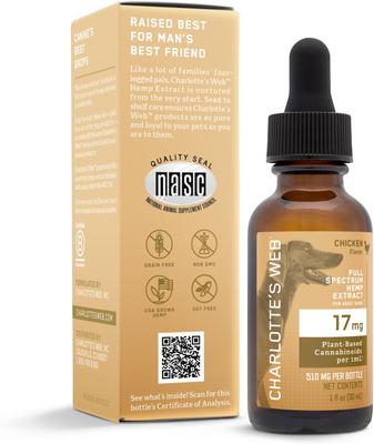 Full Spectrum Hemp Extract Chicken Flavored Liquid Calming Supplement for Dogs, 30-ml bottle