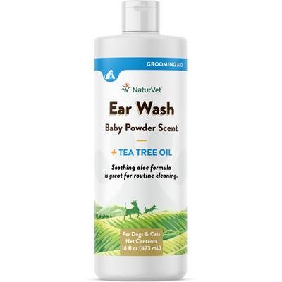 NaturVet, Ear Wash con aloe vera y aceite de árbol de té, limpiador de oídos para perros y gatos, 118 / 240 / 475 ml / 3.78 L