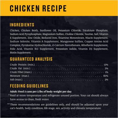 Comida enlatada para gatos Landmark Chicken Recipe in Broth sin cereales, lata de 3 oz, caja de 12