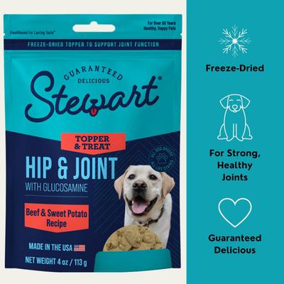 Hip & Joint with Glucosamine, Beef & Sweet Potato Recipe Limited-Ingredient Adult, Freeze-Dried Dog Treats, 4-oz pouch