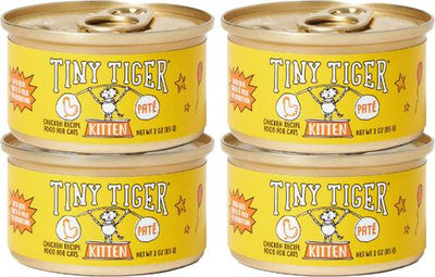 Comida enlatada para gatos Kitten Pate Chicken Recipe sin cereales, lata de 3 oz, caja de 4