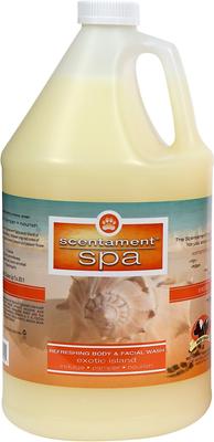 Jabón facial y corporal Scentament Spa Exotic Island para perros y gatos, botella de 16 onzas líquidas