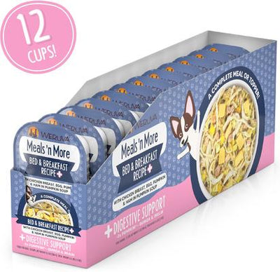 Comida húmeda natural para perros Meals 'n More, Bed & Breakfast Plus, soporte digestivo, vaso de 3.5 oz, 12 unidades
