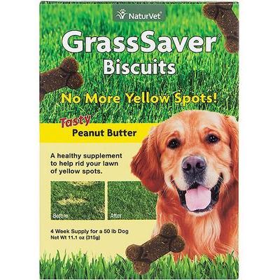 NaturVet, GrassSaver Biscuits, galletas con DL-metionina y yuca para cuidado urinario de perros, sabor mantequilla de cacahuate, 315 / 629 g