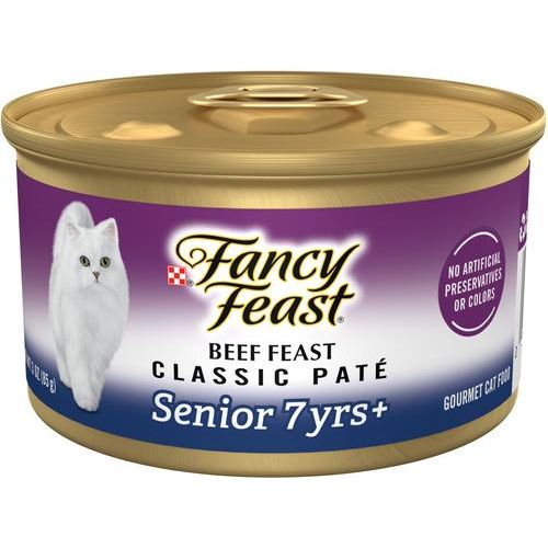 Comida enlatada para gatos mayores de 7 años Tuna Feast in Gravy Minced, lata de 3 oz, caja de 24