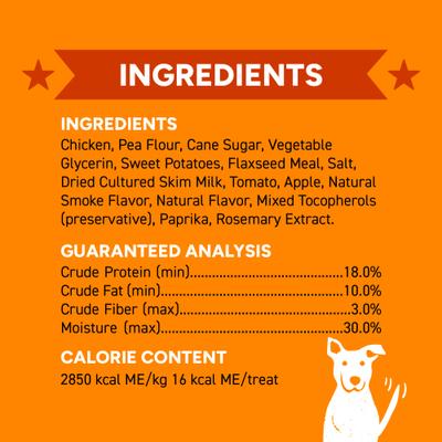 Bocados de albóndigas Wag More Bark Less, receta de pollo a la barbacoa, premios sin cereales para perros, bolsa de 14 oz