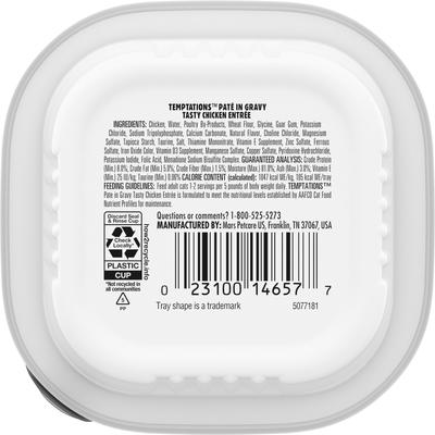 Comida húmeda para gatos Tasty Chicken Flavor Pate in Gravy, bandeja de 3.5 oz, caja de 24