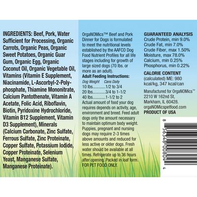 Comida húmeda para perros Beef & Pork Dinner Grain-Free Pate, lata de 12.5 oz, caja de 12