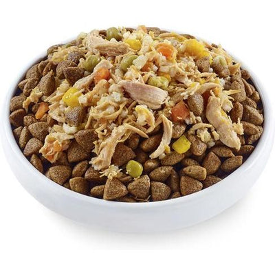 Alimento húmedo natural para perros Taste Toppers: pechuga de pollo con calabaza, guisantes y zanahorias en caldo, bolsa de 5.5 oz, caja de 12