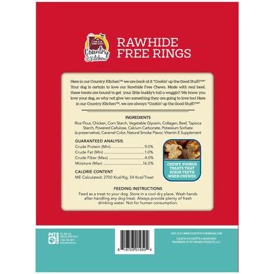Golosinas masticables para perros con forma de anillos de carne de res sin cuero crudo, 7 unidades