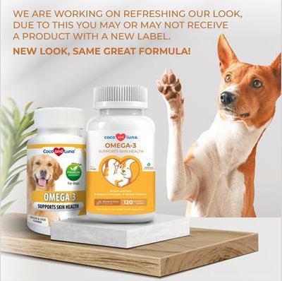 Coco and Luna Omega 3-6-9 Suplemento para perros con sabor a tocino e hígado para piel y pelaje, 120 unidades