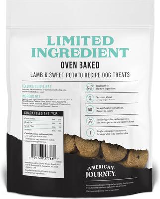 Premios para perros con ingredientes limitados, receta de cordero y batata, bolsa de 14 oz