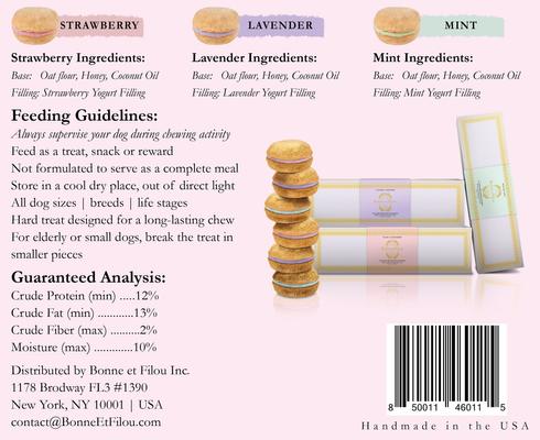 Luxury French Macarons Strawberry, Lavender & Mint Variety Pack Dog Treats, 18 count