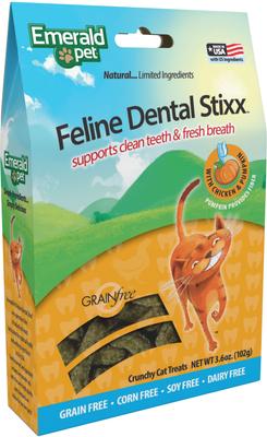 Golosinas dentales para gatos Feline Dental Stixx con salmón y calabaza, sin cereales, bolsa de 3.6 oz