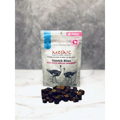 Bocados de avestruz sudafricanos, premios para perros con cecina con infusión de pomelo, bolsa de 85 g