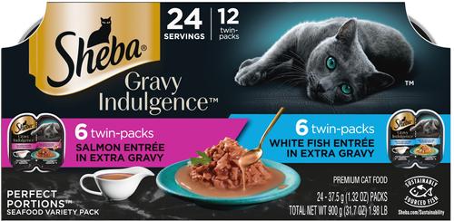 Gravy Indulgence Salmon & White Fish in Gravy Variety Pack Grain-Free Adult Wet Cat Food, 2.64-oz can, case of 12