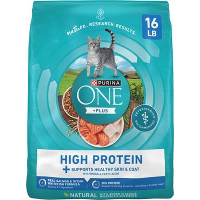 Plus Skin & Coat Health Formula Natural Salmon & Ocean Whitefish High Protein Dry Cat Food, 22-lb bag