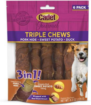 Gourmet Triple Chew Twists Chicken & Sweet Potato Flavor Dog Chews, 6 count