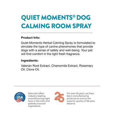 NaturVet, Quiet Moments, spray ambiental calmante con feromonas caninas simuladas para perros, 240 ml