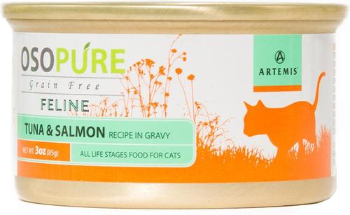 Comida enlatada para gatos Osopure con atún y pollo en salsa, sin cereales, 3 oz, caja de 24
