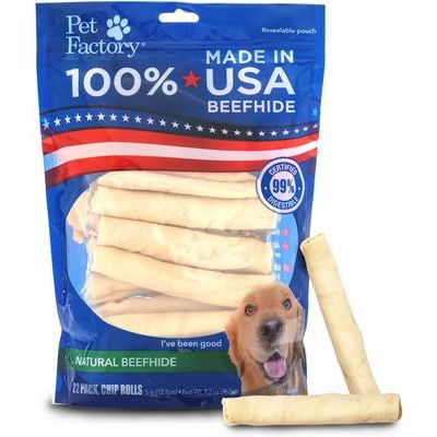 Rollitos de piel de res de 5 pulgadas, masticables duros con sabor natural para perros, 18 unidades