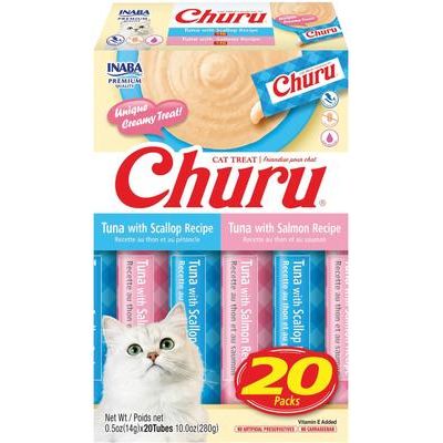 Churu - Paquete variado de mariscos y pollo, premios para lamer sin cereales para gatos, tubo de 0.5 oz, 20 unidades