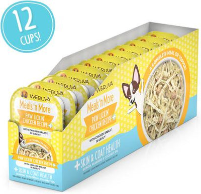 Comida húmeda natural para perros Meals 'n More, Paw Lickin' Chicken Plus Skin & Coat Health, 3.5 oz (12 unidades)