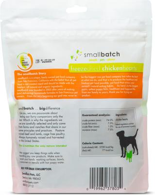 Galletas liofilizadas Chicken Hearts para perros y gatos adultos, sin cereales, bolsa de 3.5 oz