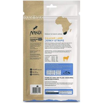 Tiras de cecina de cordero Kalahari, premios para perros, bolsa de 5.3 oz