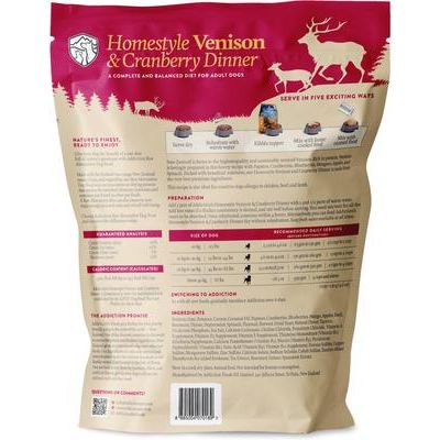 Comida cruda deshidratada para perros Homestyle Venison & Cranberry Dinner, caja de 2 lb