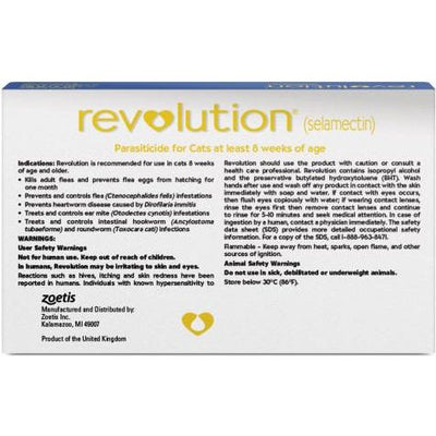 Solución tópica para gatos, 2,3-7 kg (caja azul), 6 dosis (suministro para 6 meses)