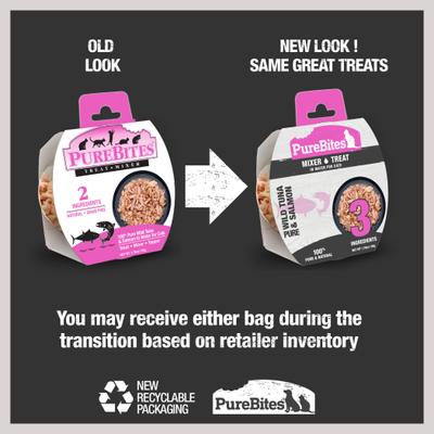 Mixers 100% Wild Skipjack Tuna & Alaskan Salmon in Water Cat Food Topping, bandeja de 1.76 oz, caja de 12