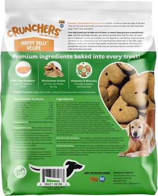 Crunchers Happy Belly, Digestive Health, Real Pumpkin, Dog Treats, 2-lb bag