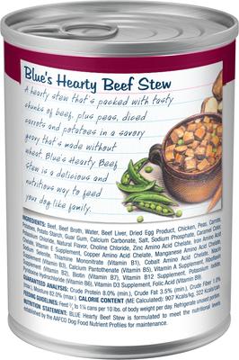 Blue’s Stew Hearty Beef Stew Grain-Free Canned Dog Food, 12.5-oz can, bundle of 24
