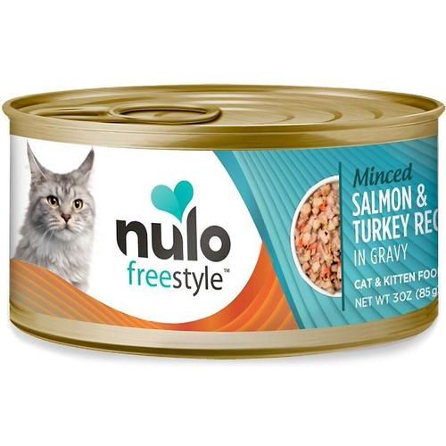 Nulo, FreeStyle Minced Turkey & Duck, Pavo + Pato Picados en Salsa, Sin Granos, Gatos y Gatitos, 85 g × 24 latas
