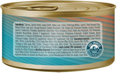 Minced Salmon & Turkey in Gravy Grain-Free Canned Cat & Kitten Food, 3-oz can, case of 48