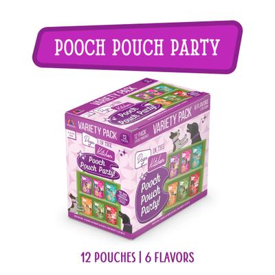 Dogs in the Kitchen Pooch Pouch Party! Variety Pack Grain-Free Dog Food Pouches, 2.8-oz Pouches, 12 count