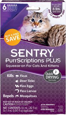 PurrScriptions Flea & Tick Spot Treatment for Cats, under 5 lbs, 3 Doses (3-mos. supply)