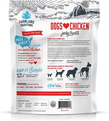 Tiras de cecina sin cereales USA Dogs Love Chicken, premios para perros, bolsa de 3 lb
