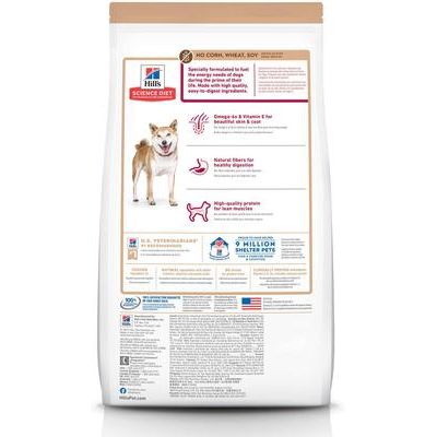 Alimento seco para perros adultos de 1 a 6 años, receta de pollo y arroz integral, sin maíz, trigo ni soja, bolsa de 15 lb