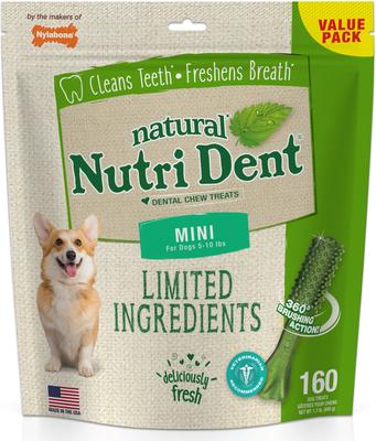 Nutri Dent Mini Limited Ingredients Fresh Breath Natural Dental Dog Treats, 78 count