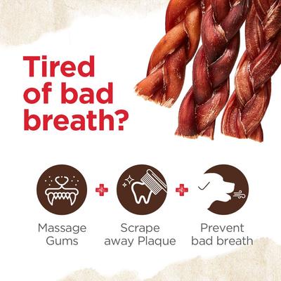 Palitos de carne trenzada para perros Bully Sticks de 6 pulgadas, 1 unidad