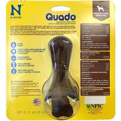 Premio dental interactivo para perros Quada con sabor a barbacoa, de tamaño mediano